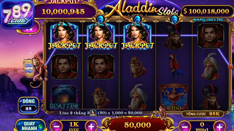 Mỗi biểu tượng trong Aladdin Slots 789Club đều có giá trị thưởng riêng