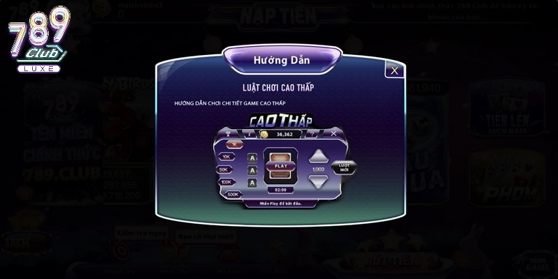 Cao Thấp 789Club có luật chơi cực kỳ đơn giản