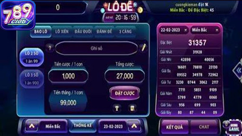 Lô Đề 789Club là trò chơi dựa trên việc dự đoán các con số sẽ xuất hiện trong kết quả xổ số