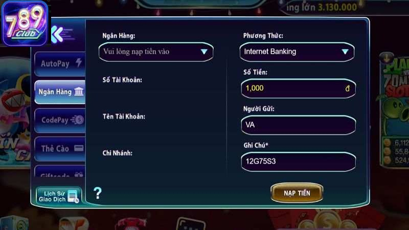 789Club không giới hạn số tiền rút tối đa, cho phép người chơi tự do quyết định số tiền muốn rút